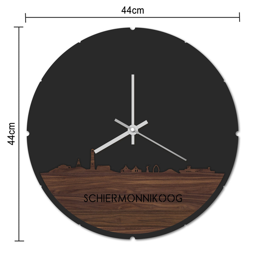 Skyline Klok Rond Schiermonnikoog Wit glanzend gerecycled kunststof cadeau decoratie relatiegeschenk van WoodWideCities