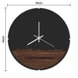 Skyline Klok Rond Schiermonnikoog Zwart glanzend gerecycled kunststof cadeau decoratie relatiegeschenk van WoodWideCities