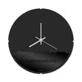 Skyline Klok Rond Schiermonnikoog Zwart glanzend gerecycled kunststof cadeau decoratie relatiegeschenk van WoodWideCities