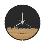Skyline Klok Rond Schijndel Bamboe houten cadeau decoratie relatiegeschenk van WoodWideCities