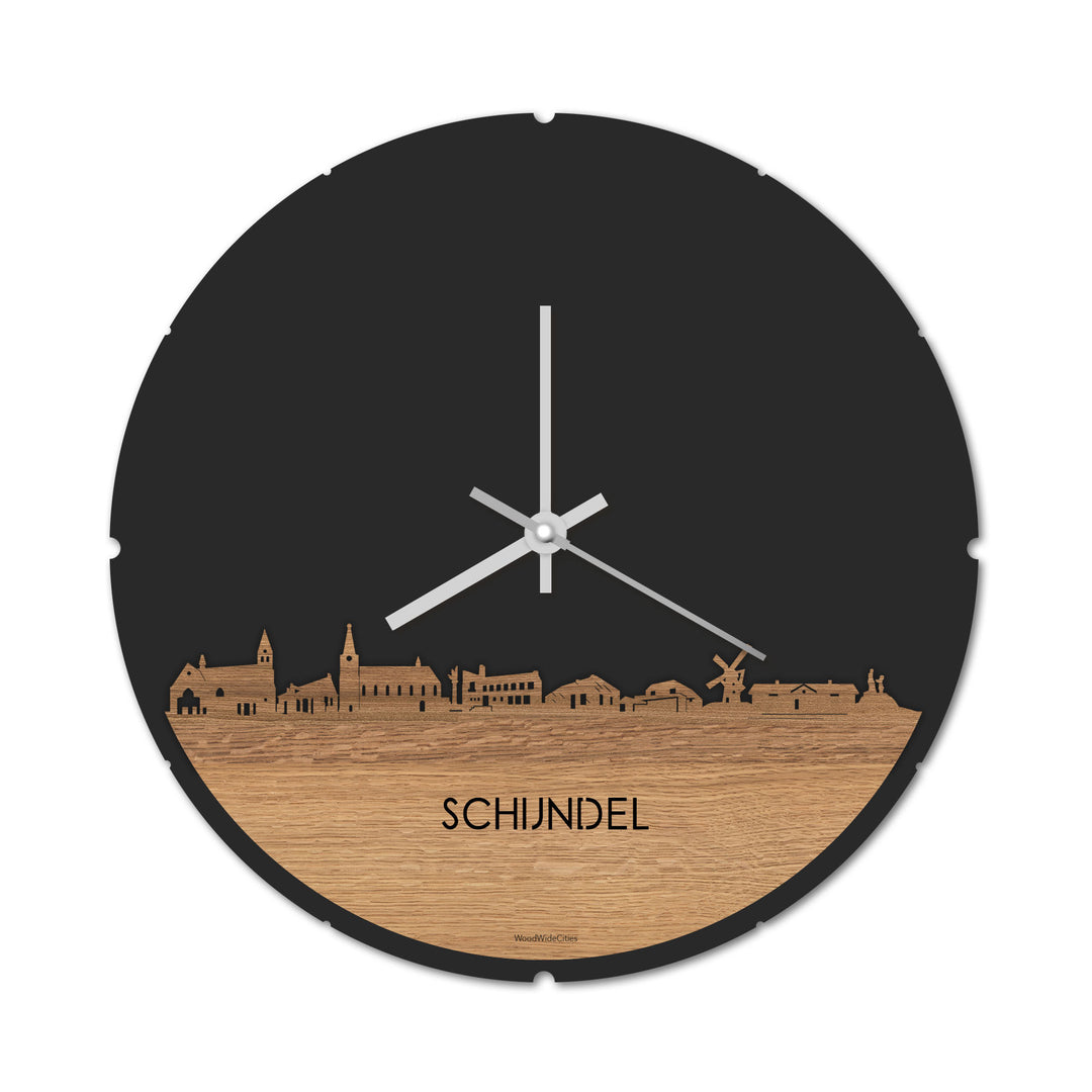 Skyline Klok Schijndel Eiken houten cadeau decoratie relatiegeschenk van WoodWideCities