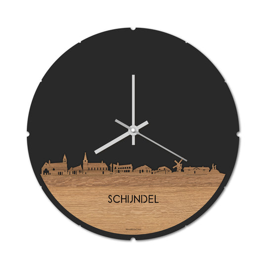 Skyline Klok Schijndel Eiken houten cadeau decoratie relatiegeschenk van WoodWideCities