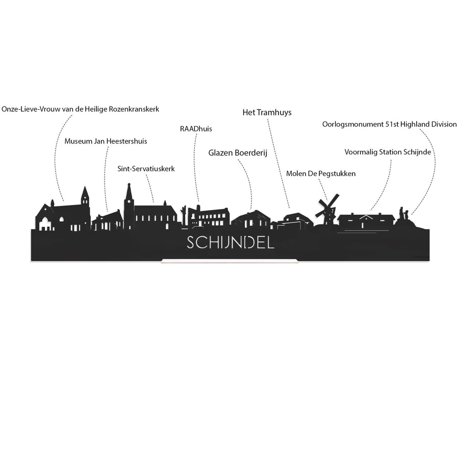 Skyline Klok Rond Schijndel Palissander houten cadeau decoratie relatiegeschenk van WoodWideCities