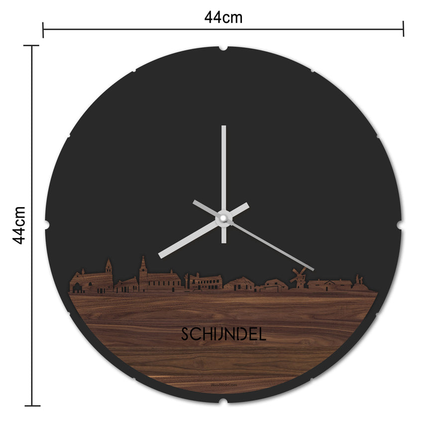 Skyline Klok Rond Schijndel Palissander houten cadeau decoratie relatiegeschenk van WoodWideCities