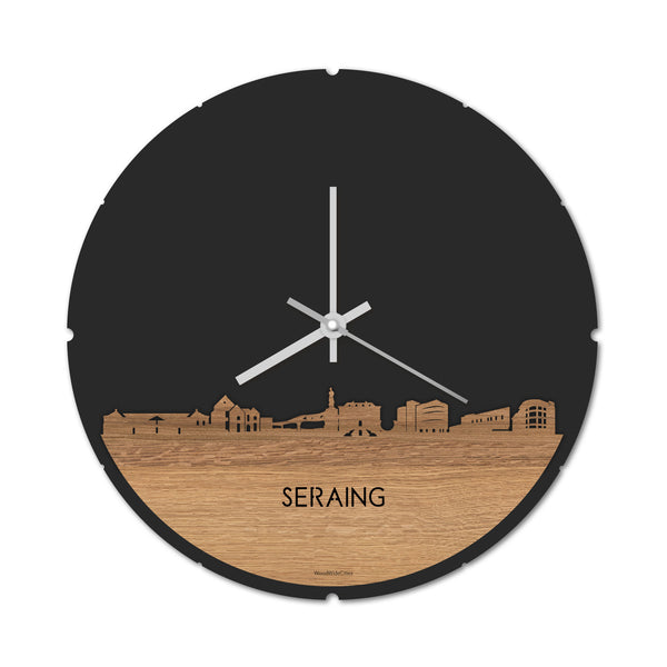 Skyline Klok Seraing Eiken houten cadeau decoratie relatiegeschenk van WoodWideCities
