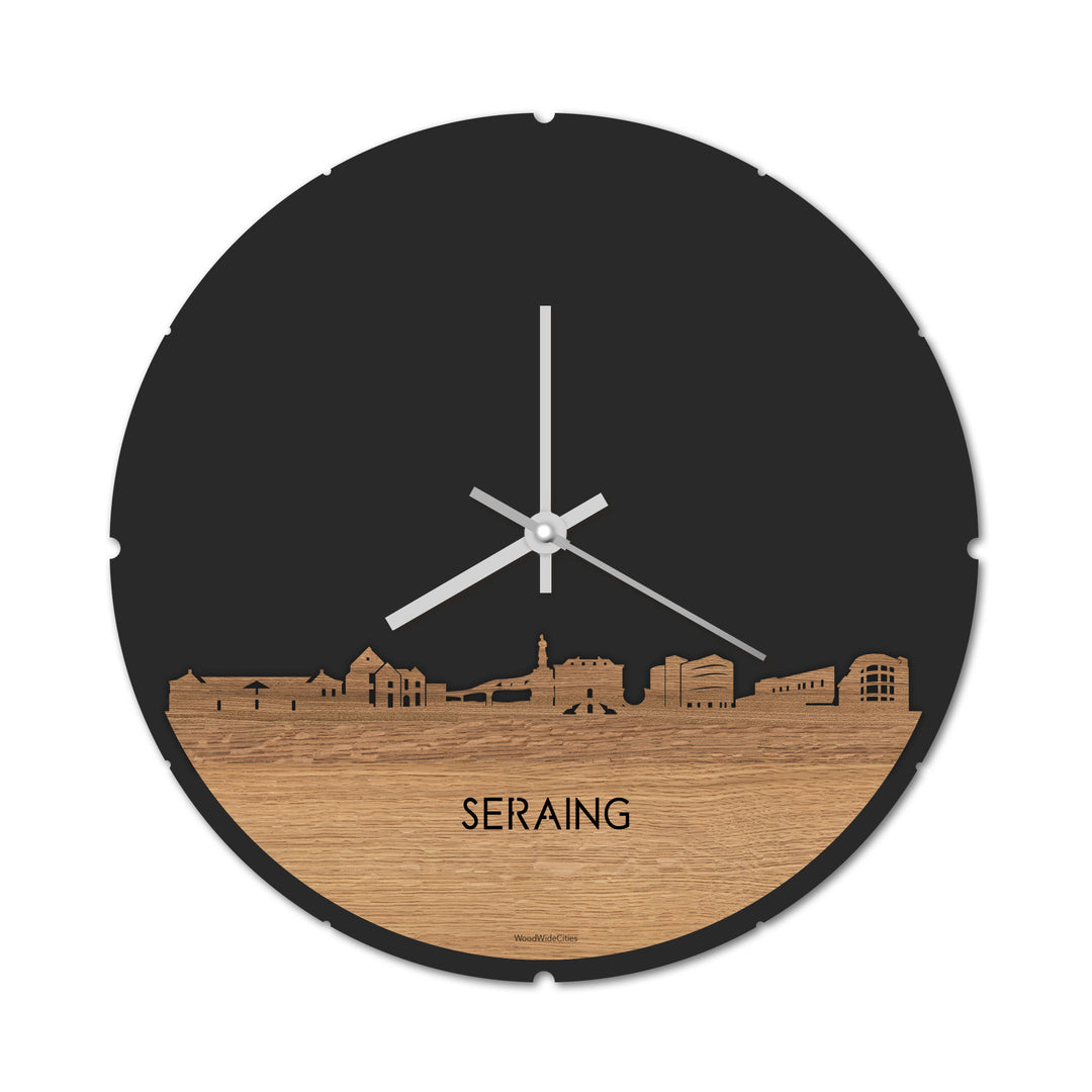 Skyline Klok Seraing Eiken houten cadeau decoratie relatiegeschenk van WoodWideCities