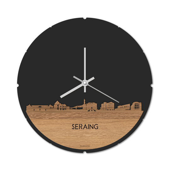 Skyline Klok Seraing Eiken houten cadeau decoratie relatiegeschenk van WoodWideCities