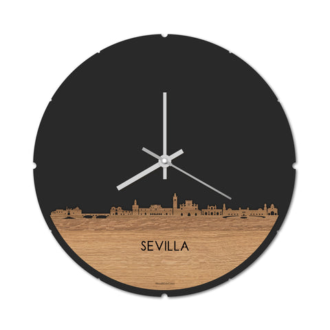 Skyline Klok Sevilla Eiken houten cadeau decoratie relatiegeschenk van WoodWideCities