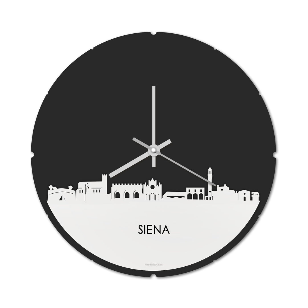 Skyline Klok Rond Siena Wit glanzend gerecycled kunststof cadeau decoratie relatiegeschenk van WoodWideCities
