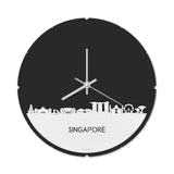 Skyline Klok Rond Singapore Wit Glanzend
