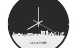 Skyline Klok Rond Singapore Wit Glanzend