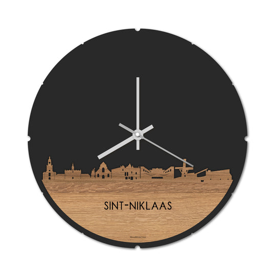 Skyline Klok Sint-Niklaas Eiken houten cadeau decoratie relatiegeschenk van WoodWideCities