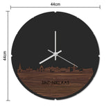 Skyline Klok Rond Sint-Niklaas Palissander houten cadeau decoratie relatiegeschenk van WoodWideCities