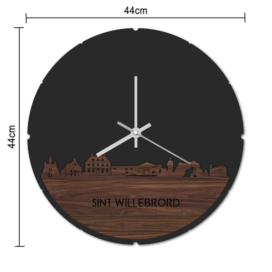 Skyline Klok Rond Sint Willebrord Bamboe houten cadeau decoratie relatiegeschenk van WoodWideCities
