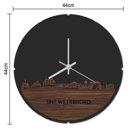 Skyline Klok Rond Sint Willebrord Palissander houten cadeau decoratie relatiegeschenk van WoodWideCities