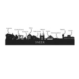 Skyline Klok Rond Sneek Eiken houten cadeau decoratie relatiegeschenk van WoodWideCities