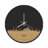 Skyline Klok Rond Spijk-Zevenaar Bamboe houten cadeau decoratie relatiegeschenk van WoodWideCities