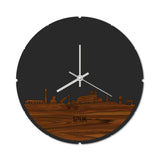 Skyline Klok Rond Spijk-Zevenaar Palissander houten cadeau decoratie relatiegeschenk van WoodWideCities