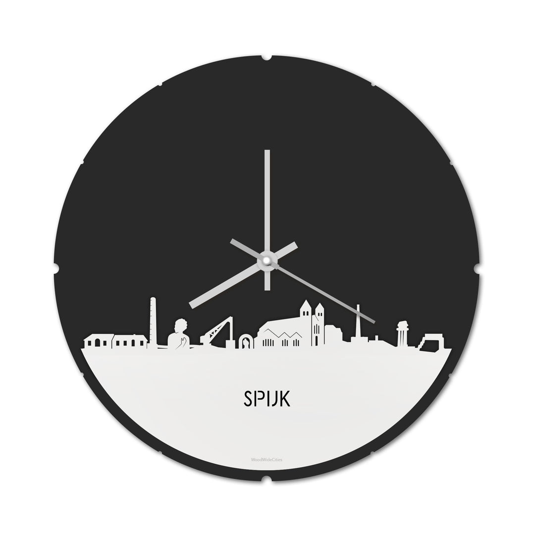 Skyline Klok Rond Spijk-Zevenaar Wit glanzend gerecycled kunststof cadeau decoratie relatiegeschenk van WoodWideCities