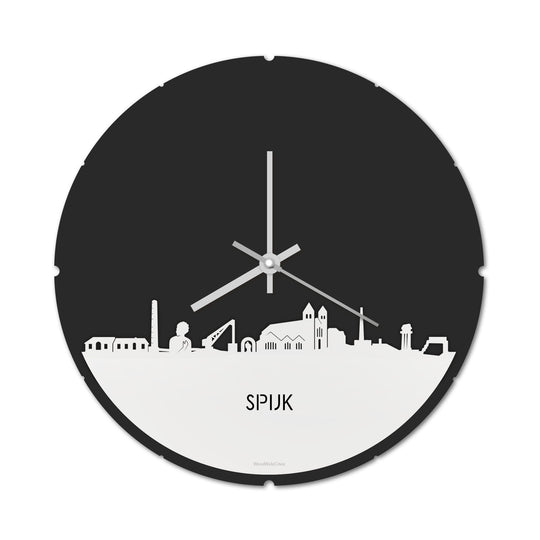Skyline Klok Rond Spijk-Zevenaar Wit glanzend gerecycled kunststof cadeau decoratie relatiegeschenk van WoodWideCities