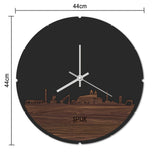 Skyline Klok Rond Spijk-Zevenaar Zwart glanzend gerecycled kunststof cadeau decoratie relatiegeschenk van WoodWideCities