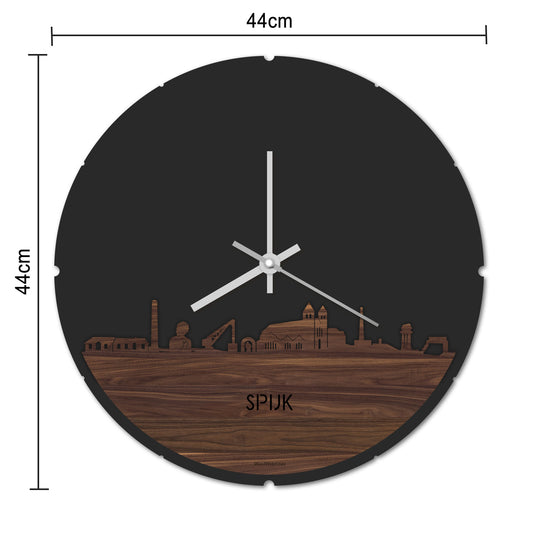 Skyline Klok Rond Spijk-Zevenaar Zwart glanzend gerecycled kunststof cadeau decoratie relatiegeschenk van WoodWideCities