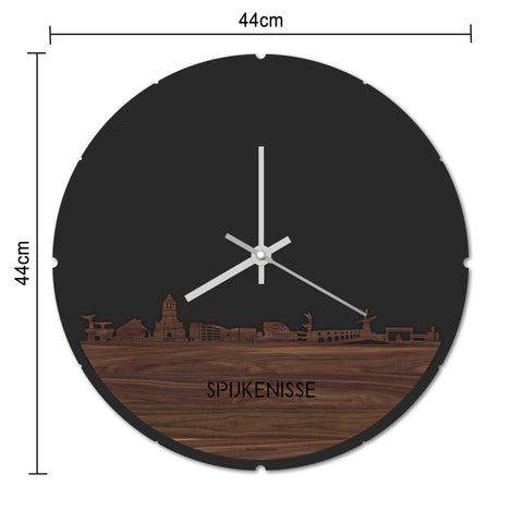 Skyline Klok Rond Spijkenisse Bamboe houten cadeau decoratie relatiegeschenk van WoodWideCities