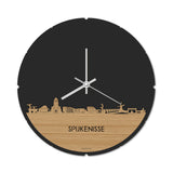 Skyline Klok Rond Spijkenisse Bamboe houten cadeau decoratie relatiegeschenk van WoodWideCities