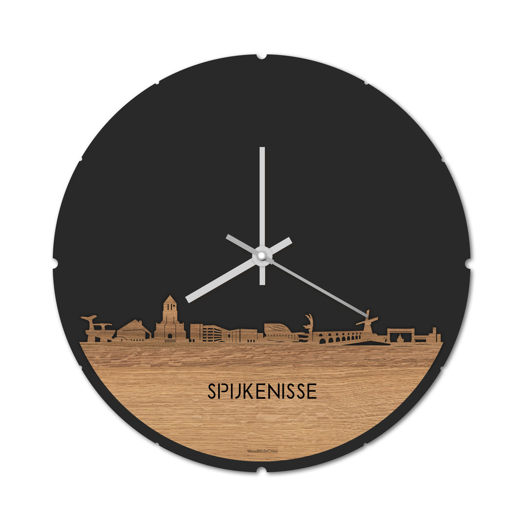 Skyline Klok Spijkenisse Eiken houten cadeau decoratie relatiegeschenk van WoodWideCities