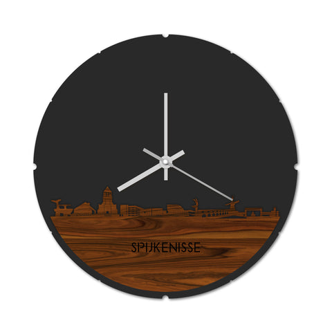 Skyline Klok Rond Spijkenisse Palissander houten cadeau decoratie relatiegeschenk van WoodWideCities