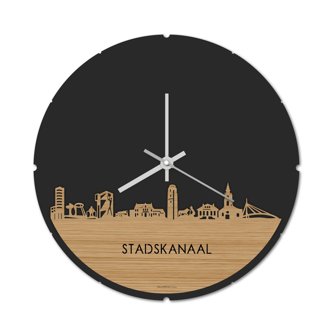 Skyline Klok Rond Stadskanaal Bamboe houten cadeau decoratie relatiegeschenk van WoodWideCities