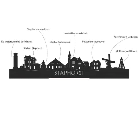Skyline Klok Rond Staphorst Palissander houten cadeau decoratie relatiegeschenk van WoodWideCities