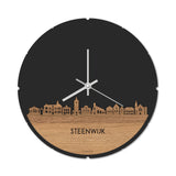 Skyline Klok Rond Steenwijk Eiken houten cadeau decoratie relatiegeschenk van WoodWideCities