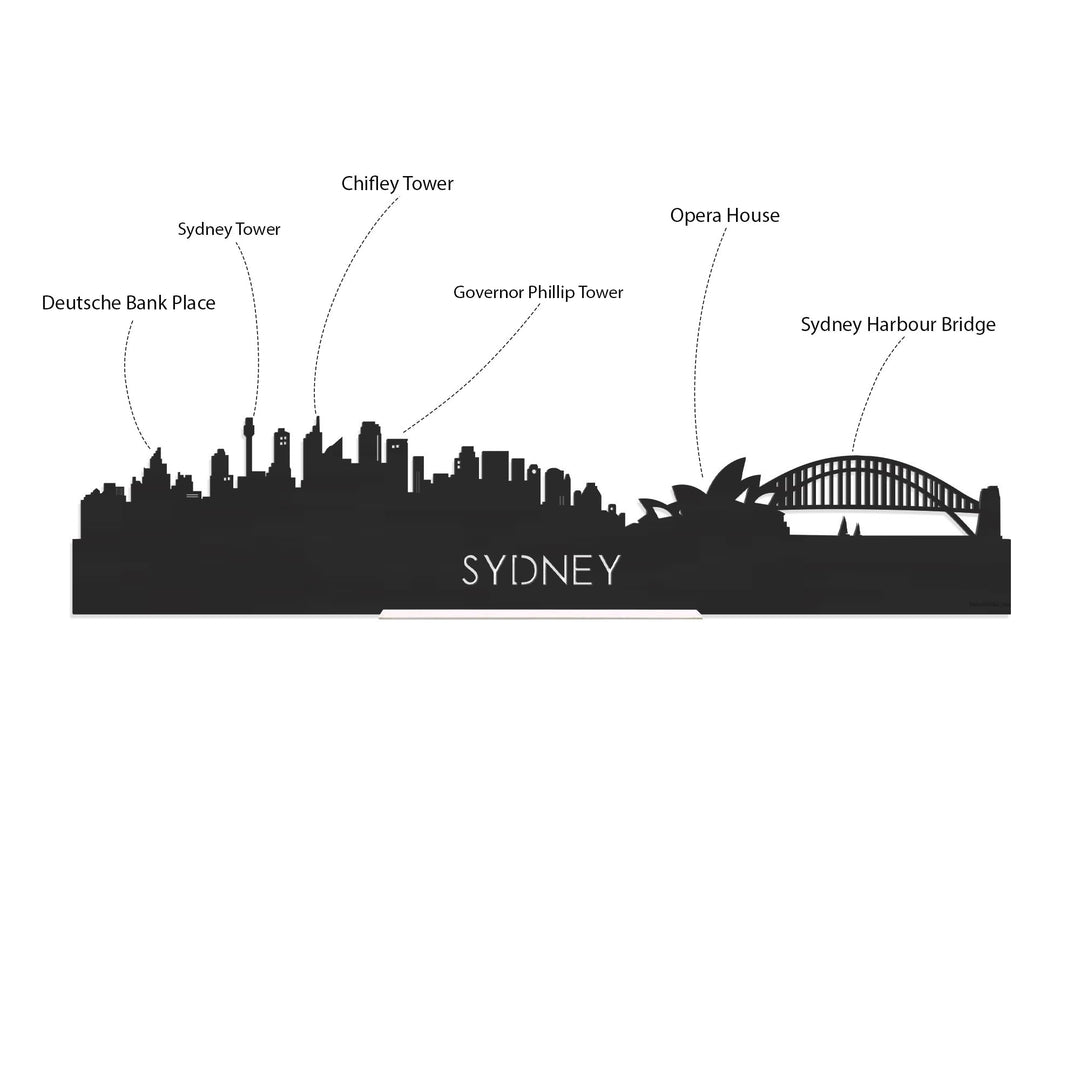 Skyline Klok Rond Sydney Noten houten cadeau decoratie relatiegeschenk van WoodWideCities