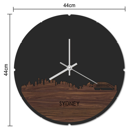 Skyline Klok Rond Sydney Palissander houten cadeau decoratie relatiegeschenk van WoodWideCities