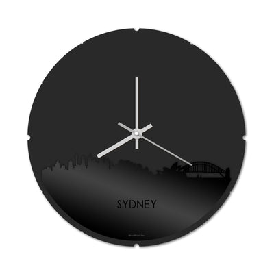 Skyline Clock Round Sydney Black Glossy