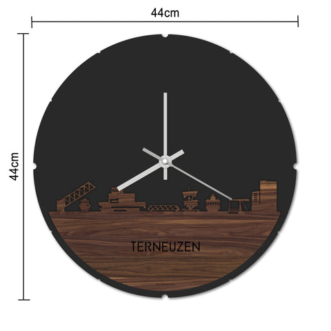 Skyline Klok Rond Terneuzen Metallic Goud gerecycled kunststof cadeau decoratie relatiegeschenk van WoodWideCities