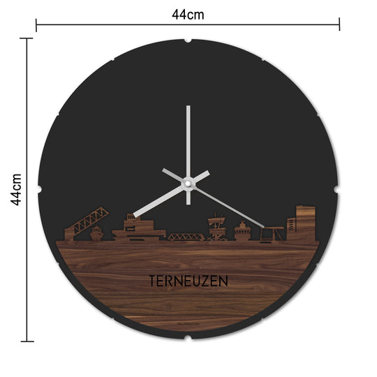 Skyline Klok Rond Terneuzen Metallic Goud gerecycled kunststof cadeau decoratie relatiegeschenk van WoodWideCities