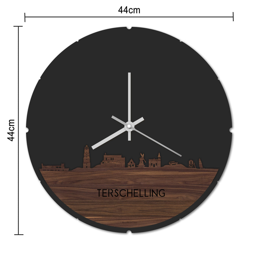 Skyline Klok Rond Terschelling Bamboe houten cadeau decoratie relatiegeschenk van WoodWideCities
