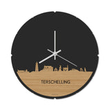 Skyline Klok Rond Terschelling Bamboe Bamboe  houten cadeau decoratie relatiegeschenk van WoodWideCities