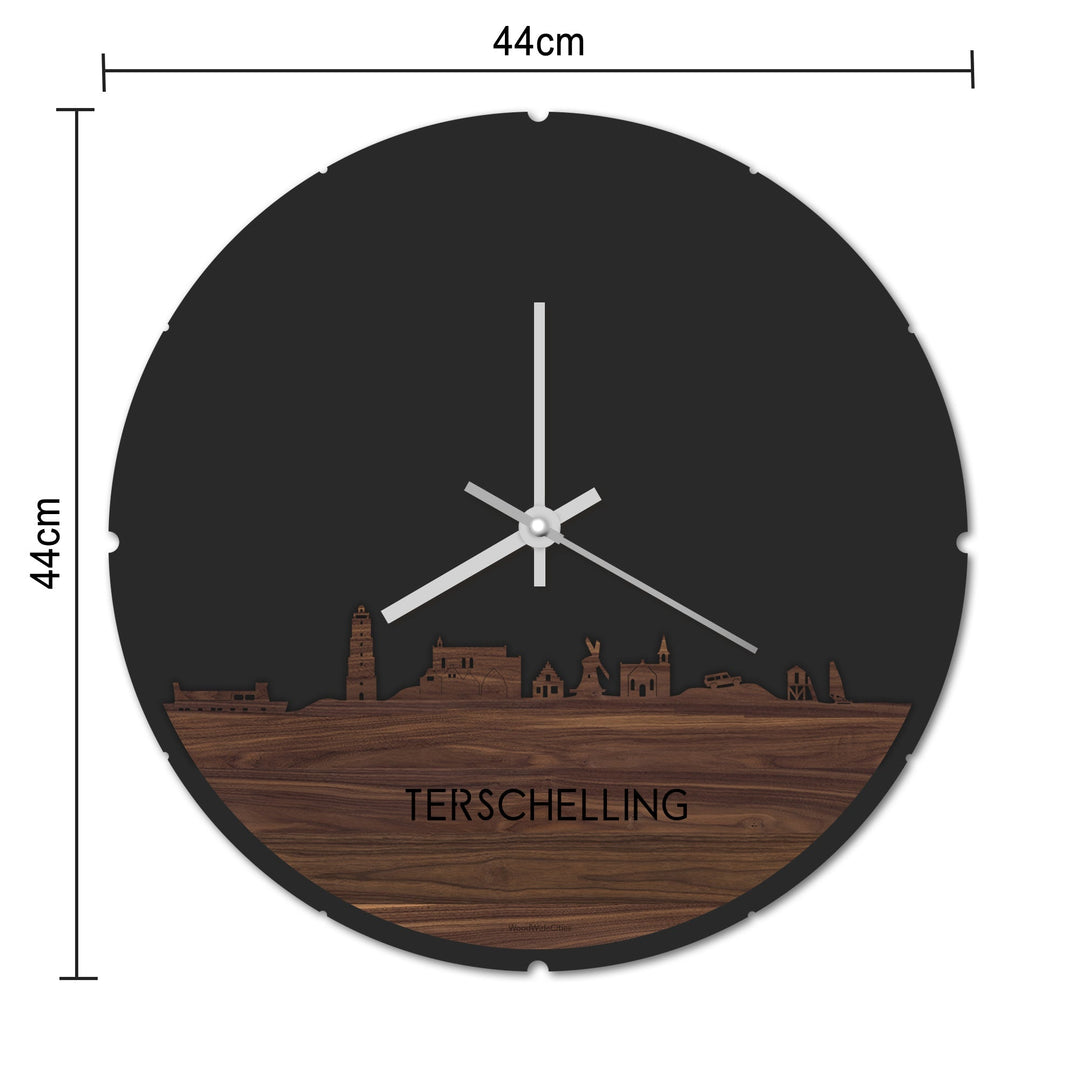 Skyline Klok Rond Terschelling Metallic Goud gerecycled kunststof cadeau decoratie relatiegeschenk van WoodWideCities