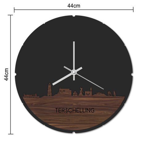 Skyline Klok Rond Terschelling Wit glanzend gerecycled kunststof cadeau decoratie relatiegeschenk van WoodWideCities