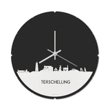 Skyline Klok Rond Terschelling Wit glanzend gerecycled kunststof cadeau decoratie relatiegeschenk van WoodWideCities