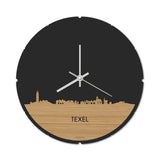 Skyline Klok Rond Texel Bamboe houten cadeau decoratie relatiegeschenk van WoodWideCities