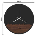 Skyline Klok Rond Texel Noten Noten houten cadeau decoratie relatiegeschenk van WoodWideCities