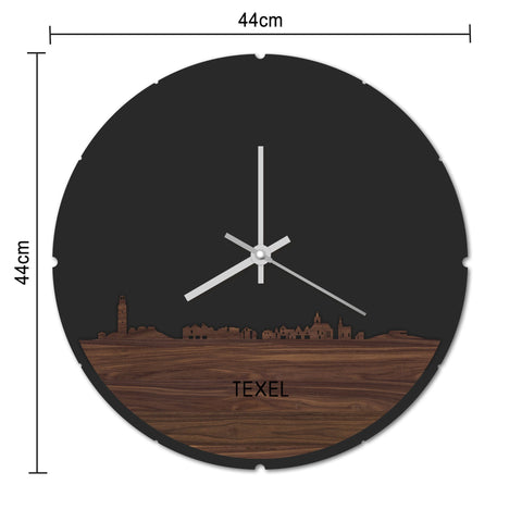 Skyline Klok Rond Texel Palissander Palissander houten cadeau decoratie relatiegeschenk van WoodWideCities