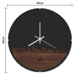 Skyline Klok Rond Tiel Bamboe houten cadeau decoratie relatiegeschenk van WoodWideCities
