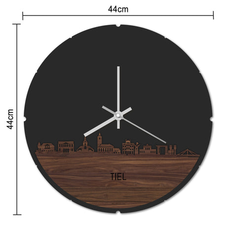 Skyline Klok Rond Tiel Noten houten cadeau decoratie relatiegeschenk van WoodWideCities