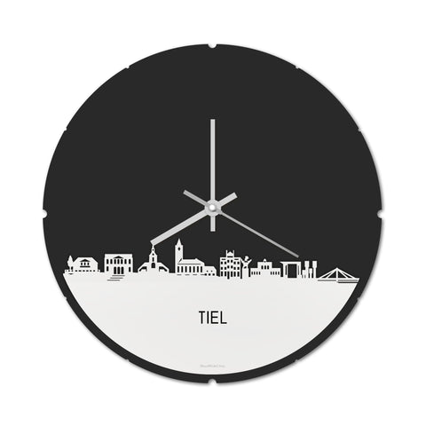 Skyline Klok Rond Tiel Wit glanzend gerecycled kunststof cadeau decoratie relatiegeschenk van WoodWideCities