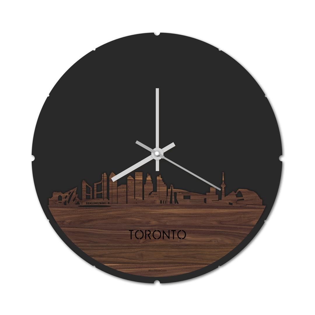 Skyline Klok Rond Toronto Noten houten cadeau decoratie relatiegeschenk van WoodWideCities